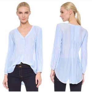 Veronica Beard Pierce Pintuck Silk Top Light Blue